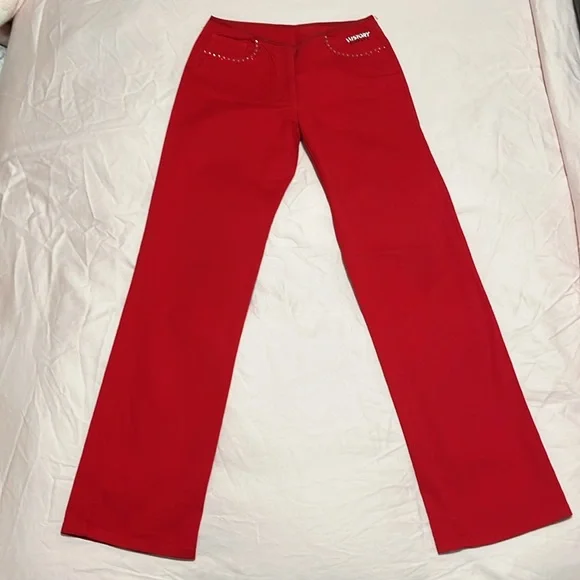 Iceberg history X minnie mouse Swarovski crystal red straight leg pants 26
